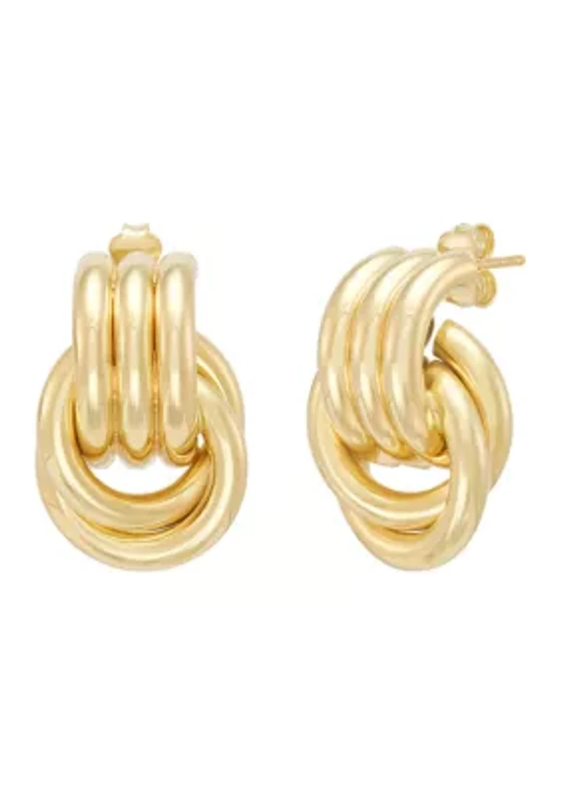 Doorknocker Stud Earrings in Sterling Silver and 10K Yellow Gold