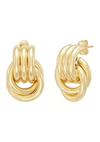 Doorknocker Stud Earrings in Sterling Silver and 10K Yellow Gold