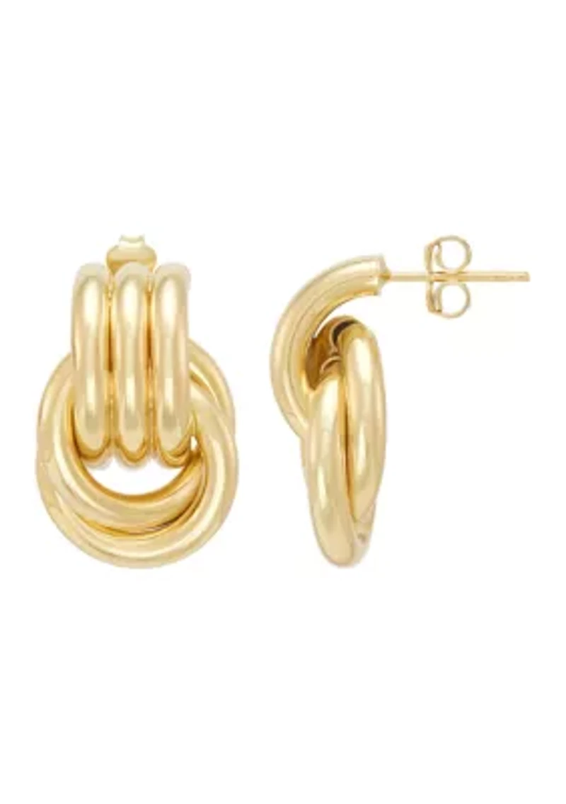 Doorknocker Stud Earrings in Sterling Silver and 10K Yellow Gold
