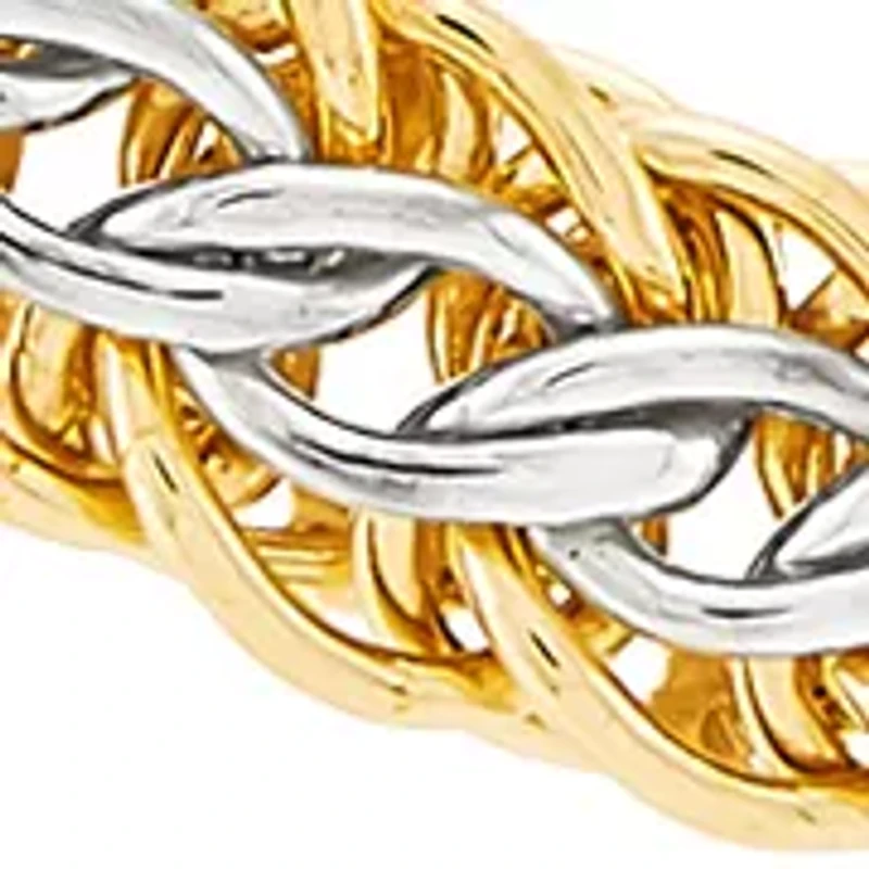 Hollow Necklace in Sterling Silver and 10K Yellow Gold