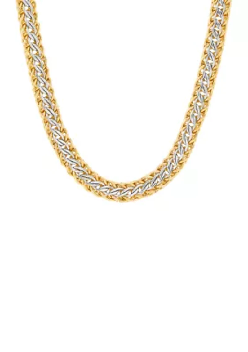 Hollow Necklace in Sterling Silver and 10K Yellow Gold