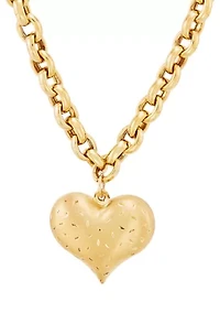 Puff Heart Necklace in Gold Over Silver