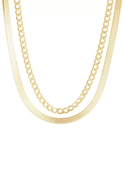 Double Layers Necklace in Gold Over Silver