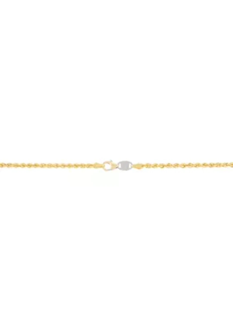 Cross Pendant with 20" Rope Chain in Gold Over Silver