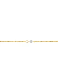 Cross Pendant with 20" Rope Chain in Gold Over Silver