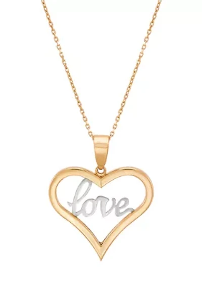 Open Heart Pendant with 18" Frozatina Gold Over Silver Chain