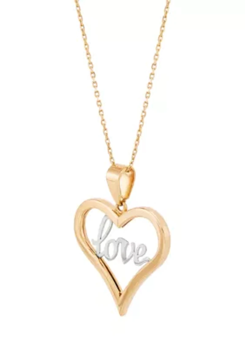 Open Heart Pendant with 18" Frozatina Gold Over Silver Chain