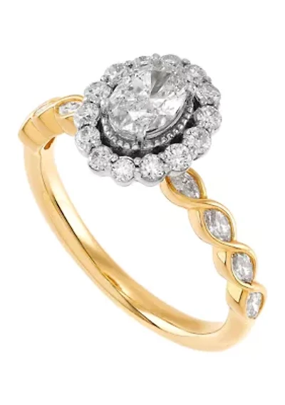 Diamond Ring in 14K Yellow and White Gold