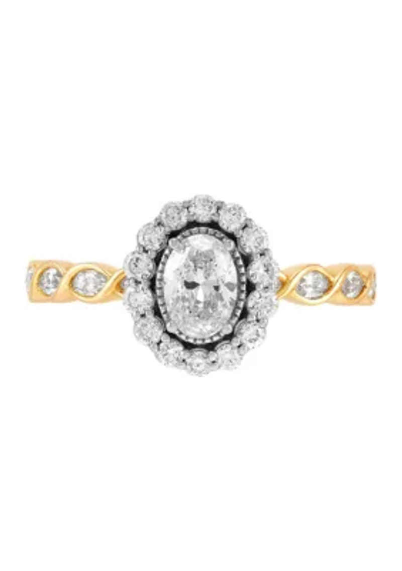 Diamond Ring in 14K Yellow and White Gold