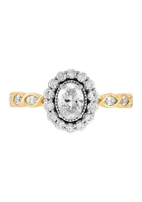 Diamond Ring in 14K Yellow and White Gold