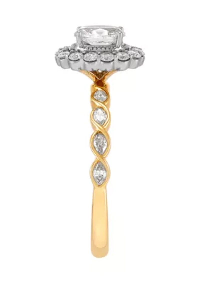 Diamond Ring in 14K Yellow and White Gold