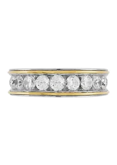 1.5 ct. t.w. Lab Grown Diamond Gents Band Ring in 10K White and Yellow Gold