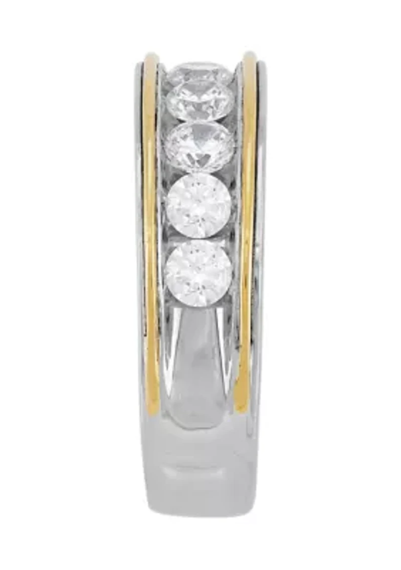 1.5 ct. t.w. Lab Grown Diamond Gents Band Ring in 10K White and Yellow Gold