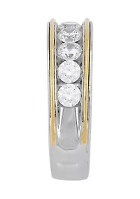 1.5 ct. t.w. Lab Grown Diamond Gents Band Ring in 10K White and Yellow Gold
