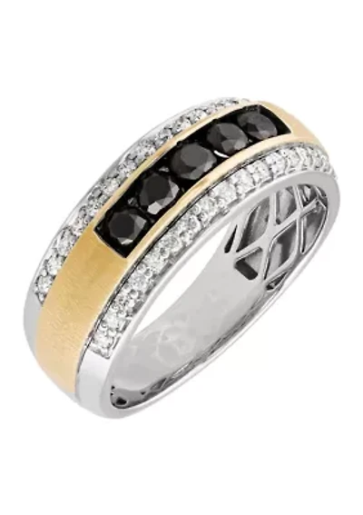 1.0 ct. t.w. Black Diamond Gents Ring in 10K Yellow and White Gold