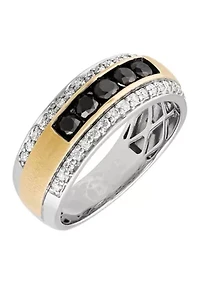 1.0 ct. t.w. Black Diamond Gents Ring in 10K Yellow and White Gold