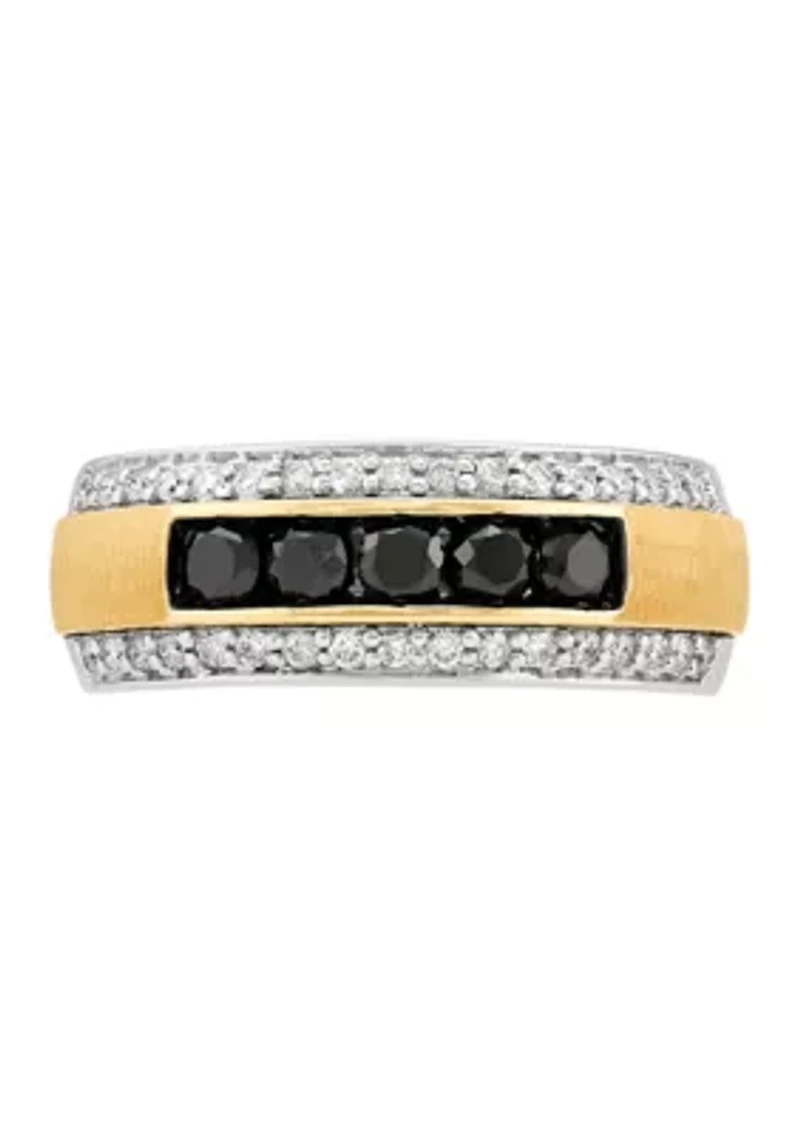 1.0 ct. t.w. Black Diamond Gents Ring in 10K Yellow and White Gold