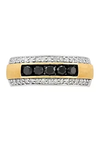 1.0 ct. t.w. Black Diamond Gents Ring in 10K Yellow and White Gold