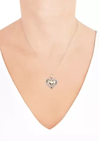 Double Heart Pendant with 18" Cable Chain Necklace in Sterling Silver and 10K Yellow Gold