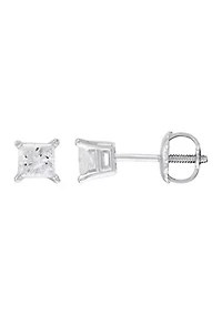 1/2 ct. t.w. Princess Cut Diamond Stud Earrings in 14K White Gold 