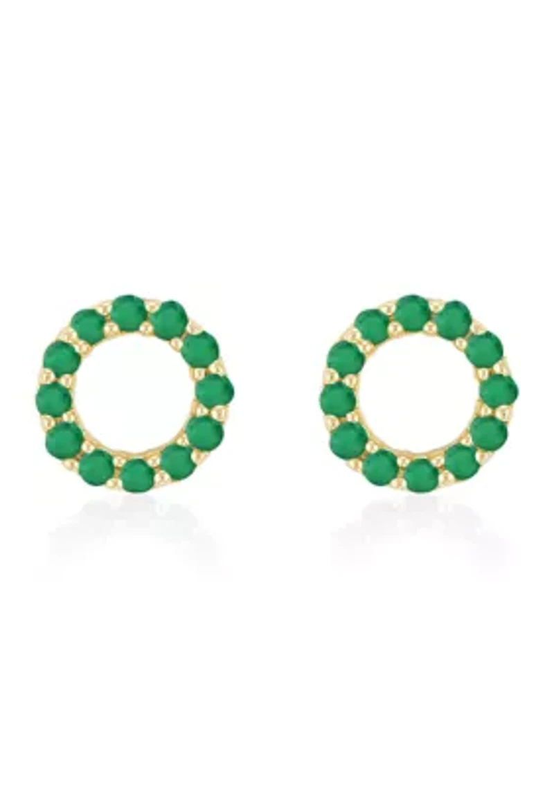 Emerald Earrings in 14K Yellow Gold