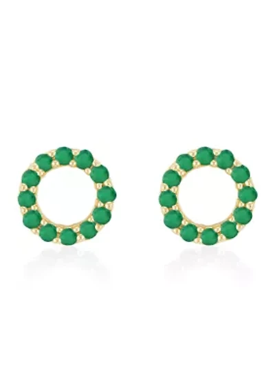 Emerald Earrings in 14K Yellow Gold