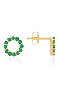 Emerald Earrings in 14K Yellow Gold