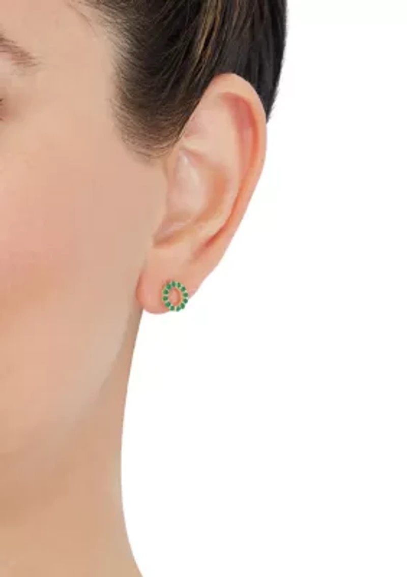 Emerald Earrings in 14K Yellow Gold