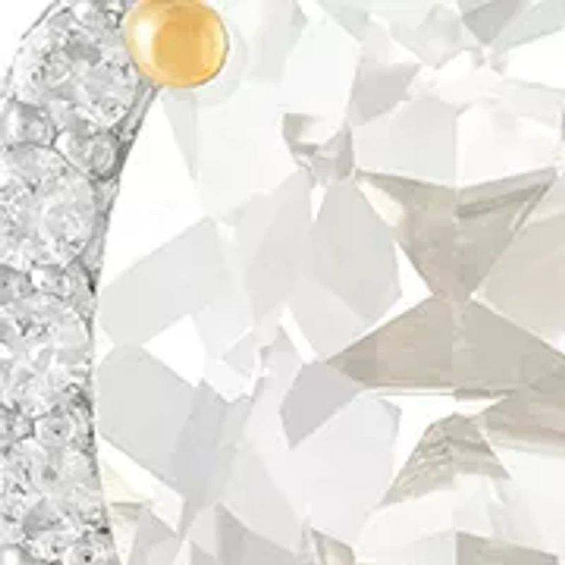 Lab Grown White Sapphire Pendant Necklace with 18" Cable Chain and Stud Earrings Set in Gold Over Sterling Silver