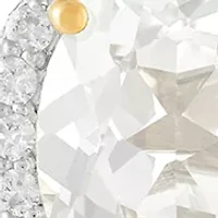 Lab Grown White Sapphire Pendant Necklace with 18" Cable Chain and Stud Earrings Set in Gold Over Sterling Silver