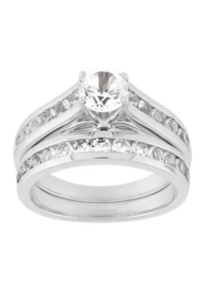 Lab Grown White Sapphire Ring Set in Sterling Silver