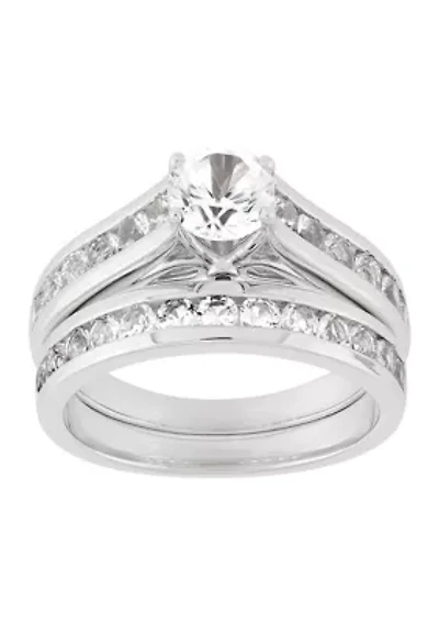 Lab Grown White Sapphire Ring Set in Sterling Silver