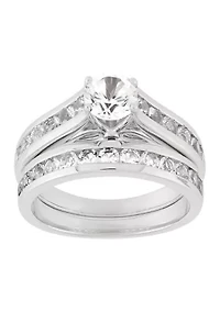 Lab Grown White Sapphire Ring Set in Sterling Silver