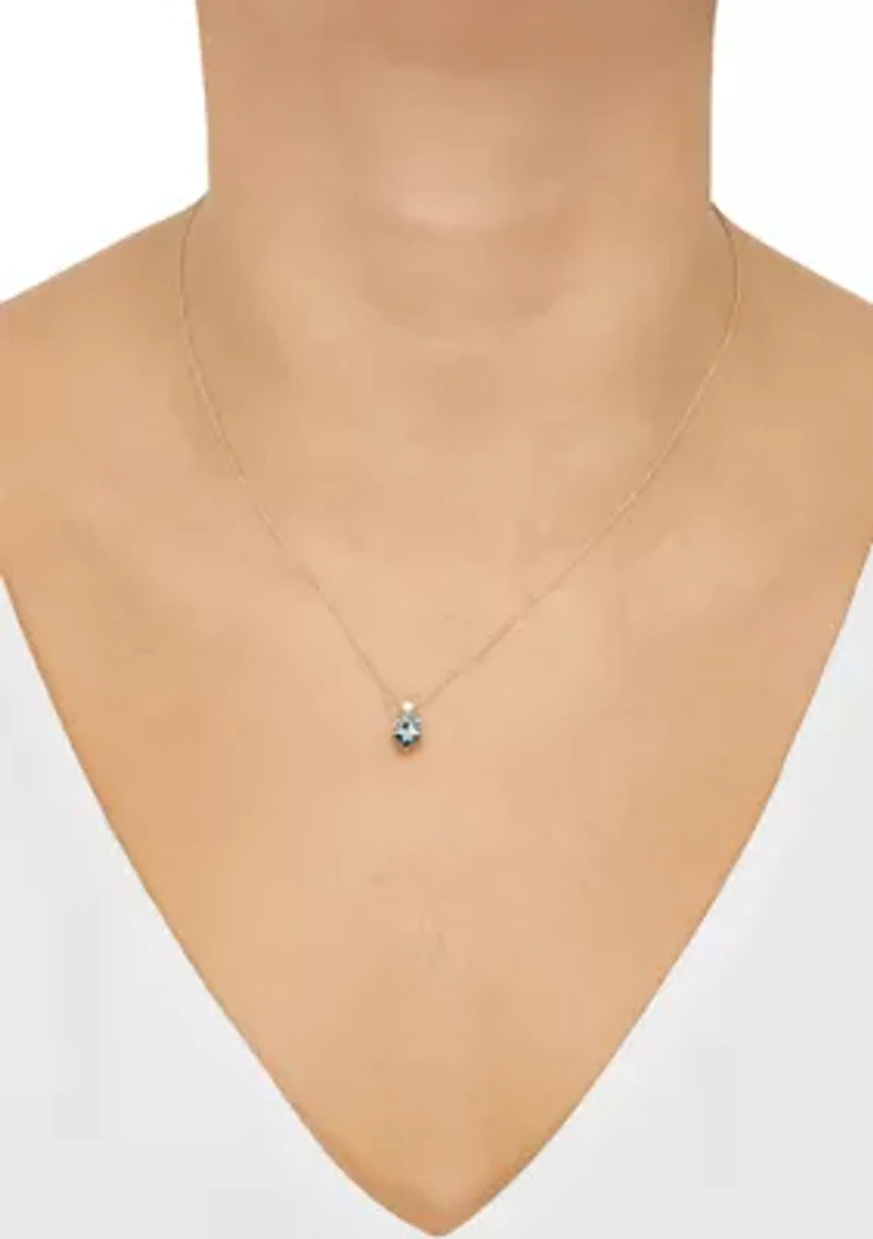 Swiss Blue Topaz and Lab Grown Opal and White Sapphire Earrings and Pendant Necklace with 18" Cable Chain in Gold over Sterling Silver