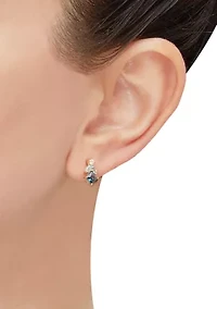 Swiss Blue Topaz and Lab Grown Opal and White Sapphire Earrings and Pendant Necklace with 18" Cable Chain in Gold over Sterling Silver