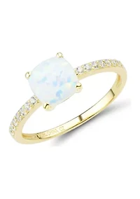 Lab Created Opal and White Sapphire Ring in 10K Yellow Gold