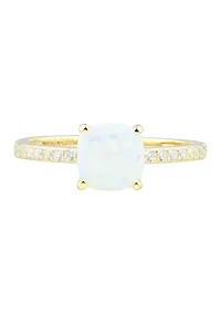 Lab Created Opal and White Sapphire Ring in 10K Yellow Gold