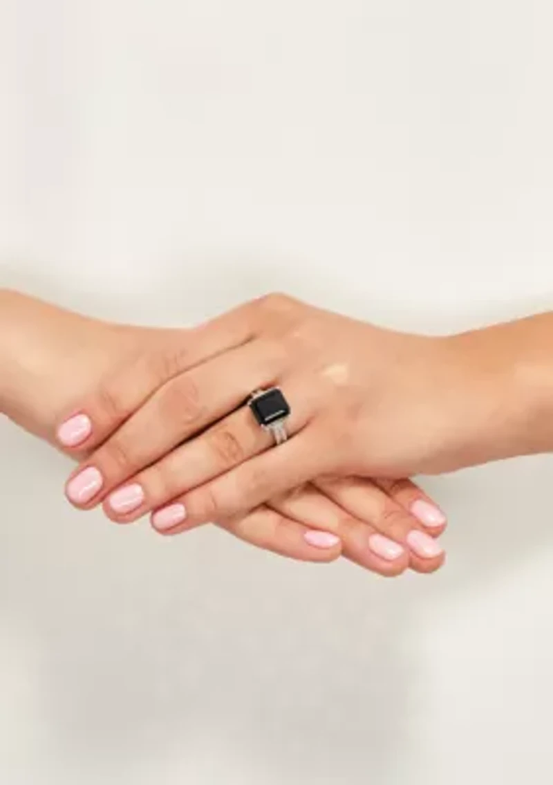 Onyx Ring in Sterling Silver/14k Yellow Gold