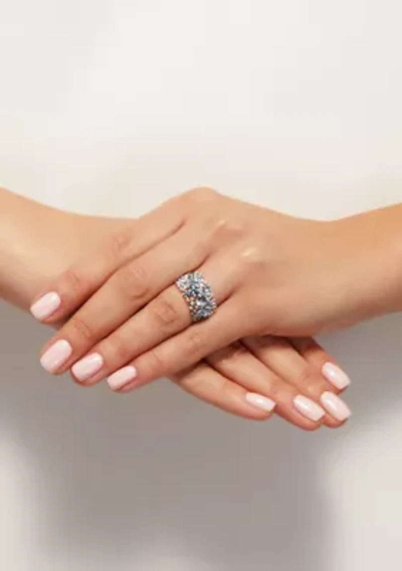 Blue and White Topaz Ring in Sterling Silver