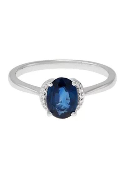 Diamond Accent and Sapphire Ring in 10K White Gold