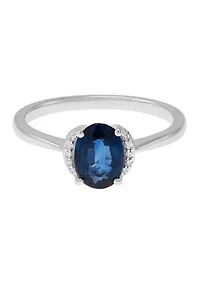 Diamond Accent and Sapphire Ring in 10K White Gold