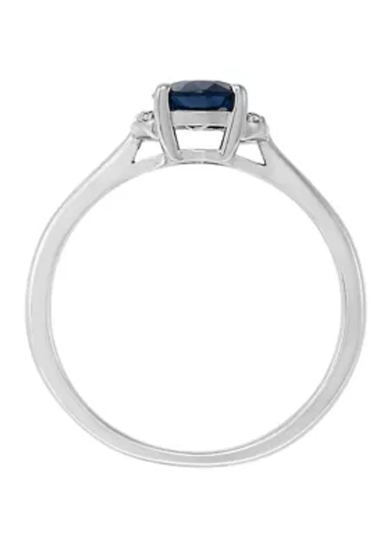 Diamond Accent and Sapphire Ring in 10K White Gold