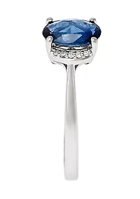 Diamond Accent and Sapphire Ring in 10K White Gold