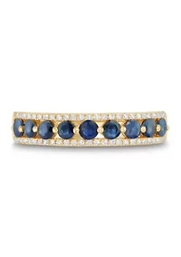 Sapphire and 1/10 ct. t.w. Diamond Band Ring in 10K Yellow Gold