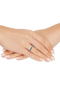 Sapphire and 1/10 ct. t.w. Diamond Band Ring in 10K Yellow Gold