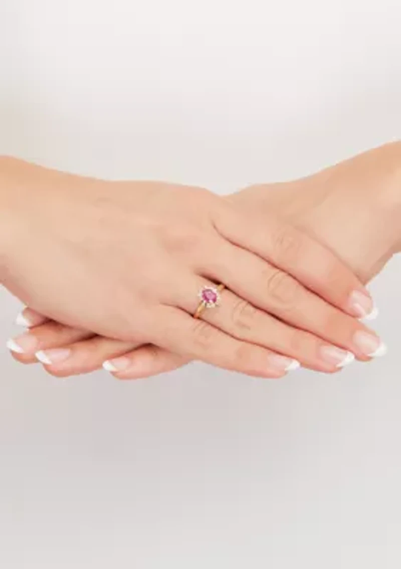 1/10 ct. t.w. Ruby and Diamond Ring in 10K Yellow Gold