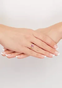 1/10 ct. t.w. Ruby and Diamond Ring in 10K Yellow Gold