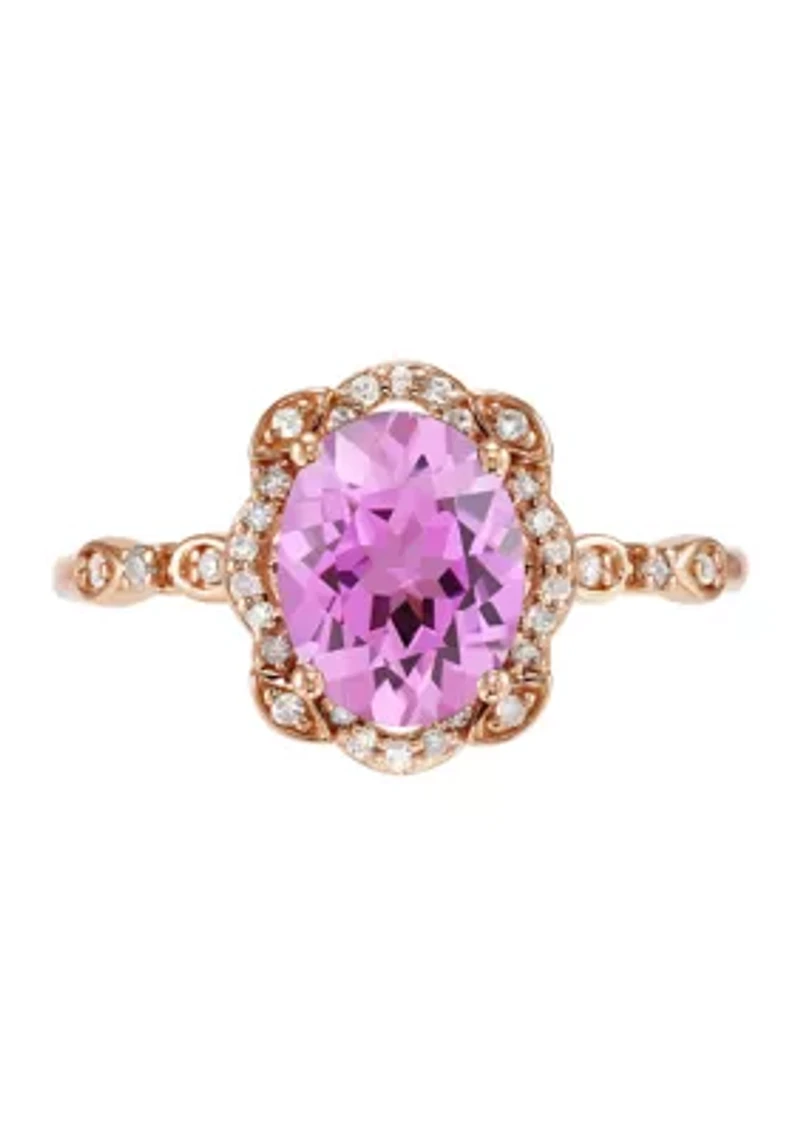 1/8 ct. t.w. Pink Amethyst and Diamond Ring in 10K Rose Gold