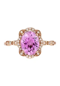 1/8 ct. t.w. Pink Amethyst and Diamond Ring in 10K Rose Gold