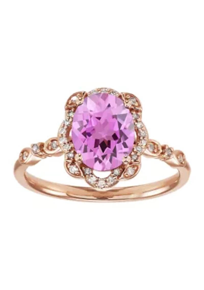1/8 ct. t.w. Pink Amethyst and Diamond Ring in 10K Rose Gold
